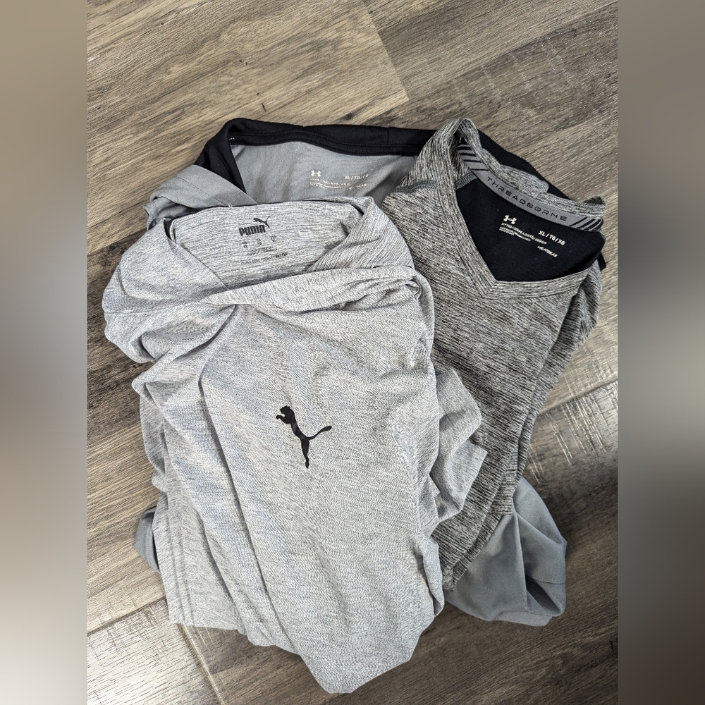 Men's XL workout shirts‎ under armour and puma